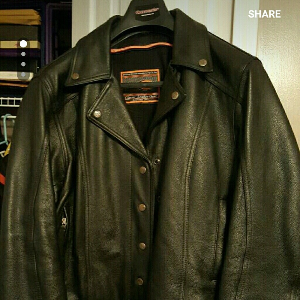 Womens Plus Size Leather Motircycle Jacket W/ Line